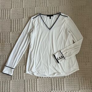 White House Black Market White Buttoned Blouse